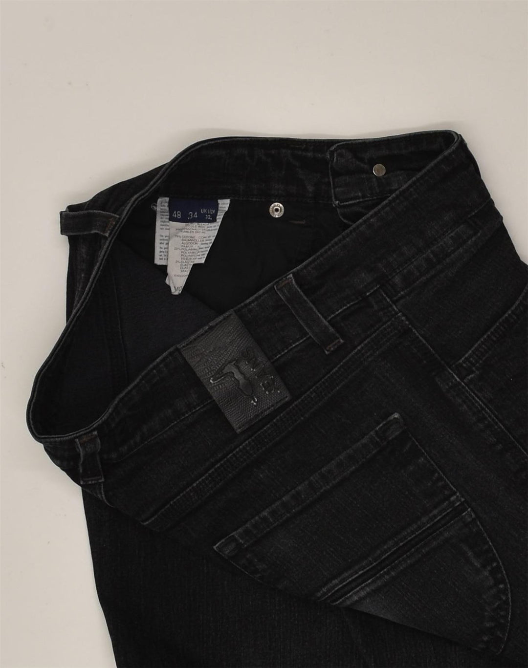 TRUSSARDI Womens Straight Jeans W32 L34  Black Cotton | Vintage Trussardi | Thrift | Second-Hand Trussardi | Used Clothing | Messina Hembry 