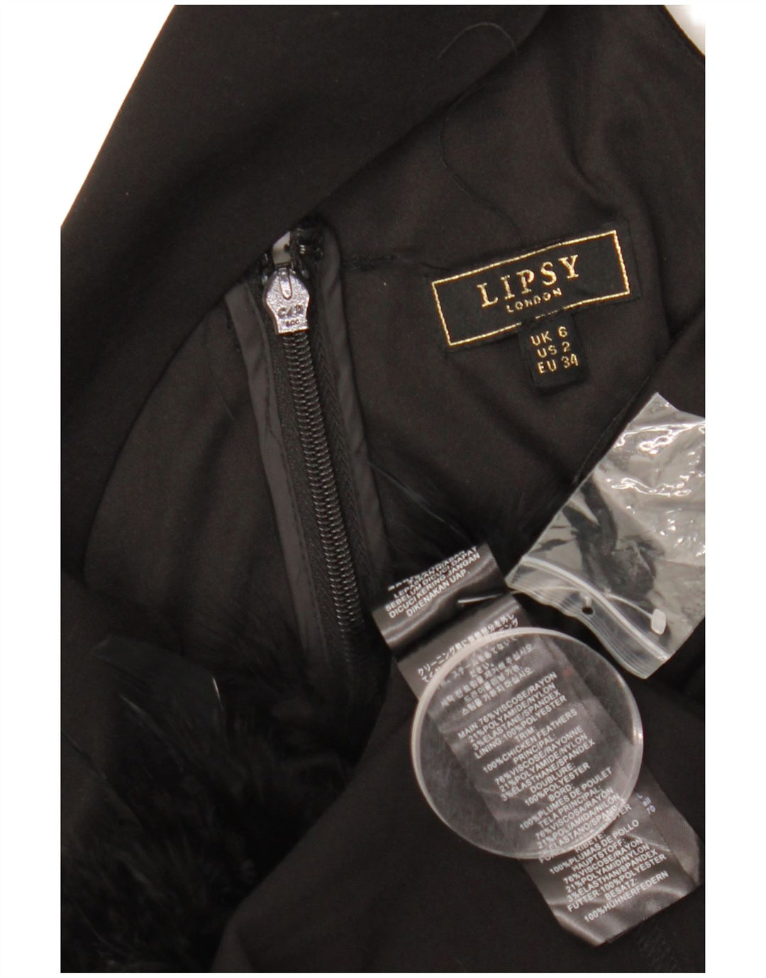 Женское платье с бретелькой Lipsy UK 6 XS, черное из вискозы