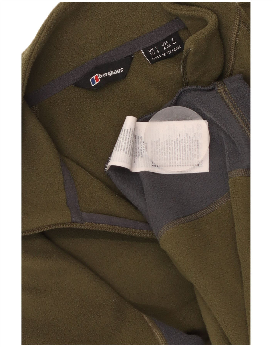 Мужской флисовый джемпер BERGHAUS с воротником на молнии, маленький, цвет хаки, полиэстер с цветными блоками