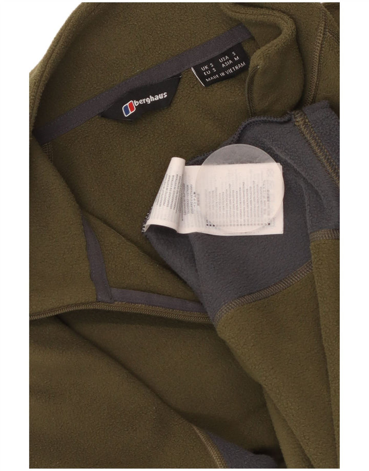 Мужской флисовый джемпер BERGHAUS с воротником на молнии, маленький, цвет хаки, полиэстер с цветными блоками