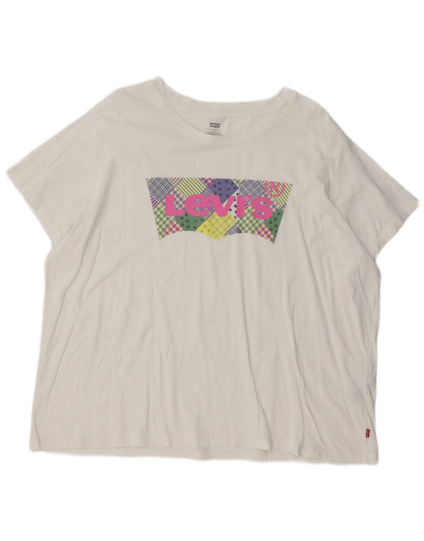Женская футболка с рисунком LEVI'S Top UK 22 3XL, белый хлопок