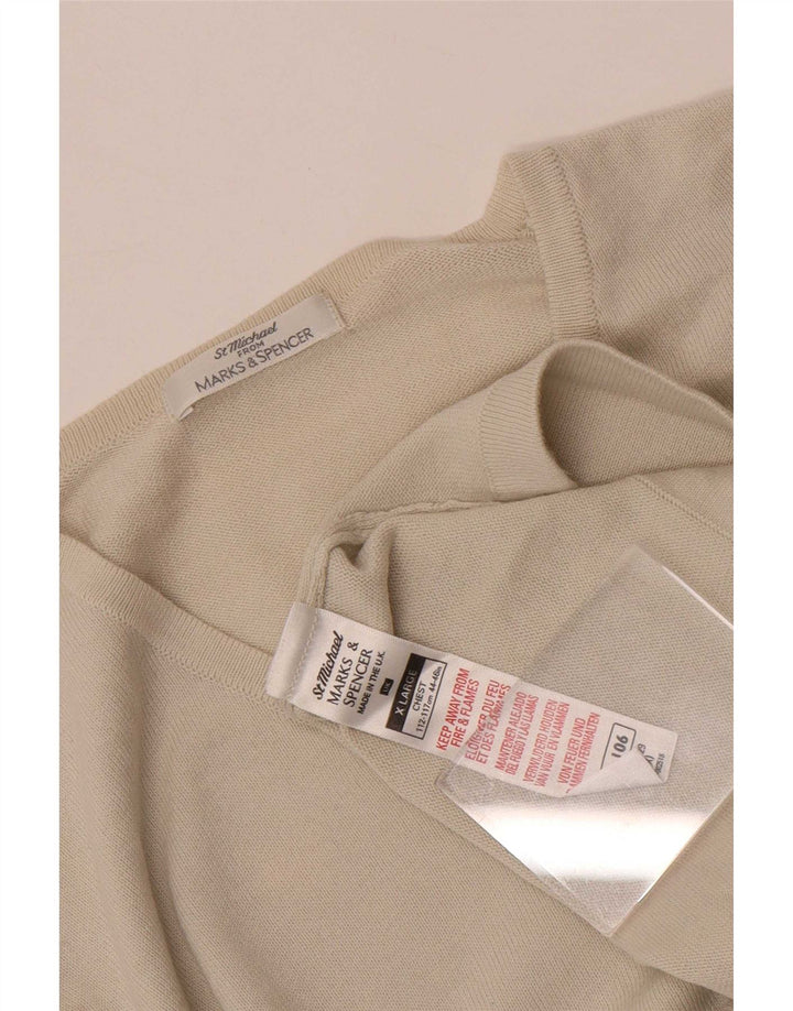Мужской топ с длинным рукавом Marks & Spencer XL, бежевый хлопок