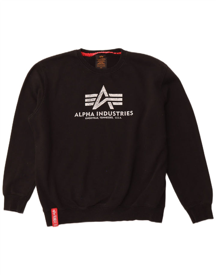 ALPHA INDUSTRIES Мужской свитшот с рисунком джемпер 2XL, черный хлопок