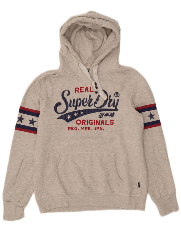 Superdry Womens Graphic Hoodie Jumper UK 14 Large Grey Cotton