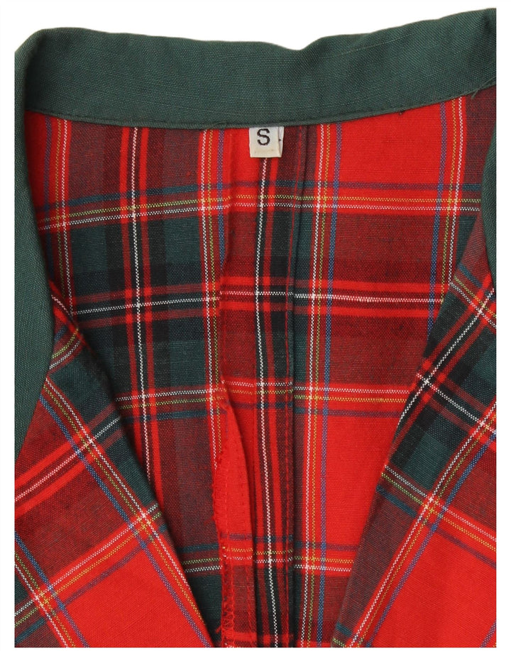 Винтажный женский пиджак с короткими рукавами и 2 пуговицами, Великобритания, 10, маленькая красная клетка