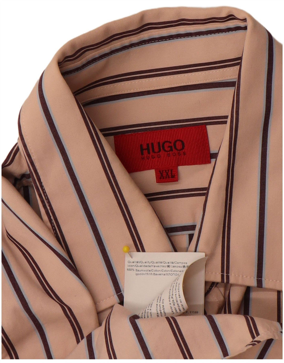 Мужская рубашка Hugo Boss 2XL, хлопковая бежевая полоска