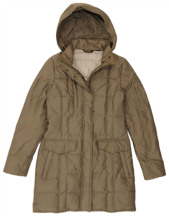 Женское стеганое пальто с капюшоном Woolrich UK 14, хлопок среднего цвета хаки