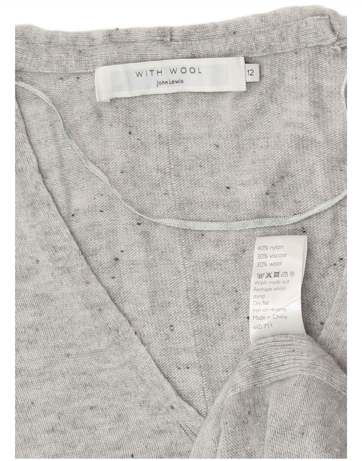 Женский джемпер с v-образным вырезом John Lewis, Великобритания 12, нейлон среднего серого цвета с крапинками