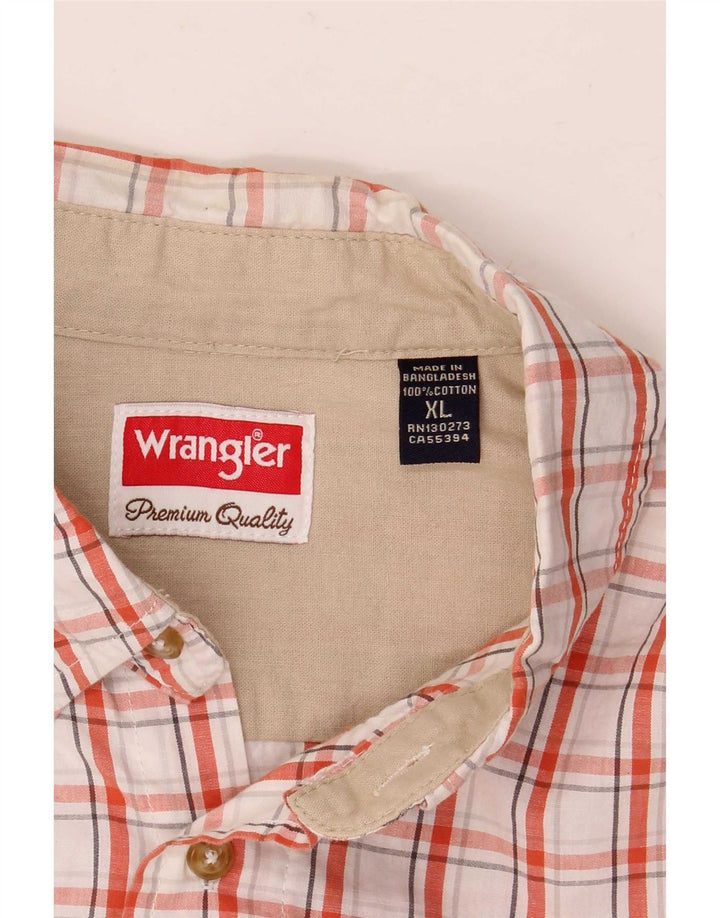 Мужская рубашка Wrangler с коротким рукавом XL, белая клетка, хлопок