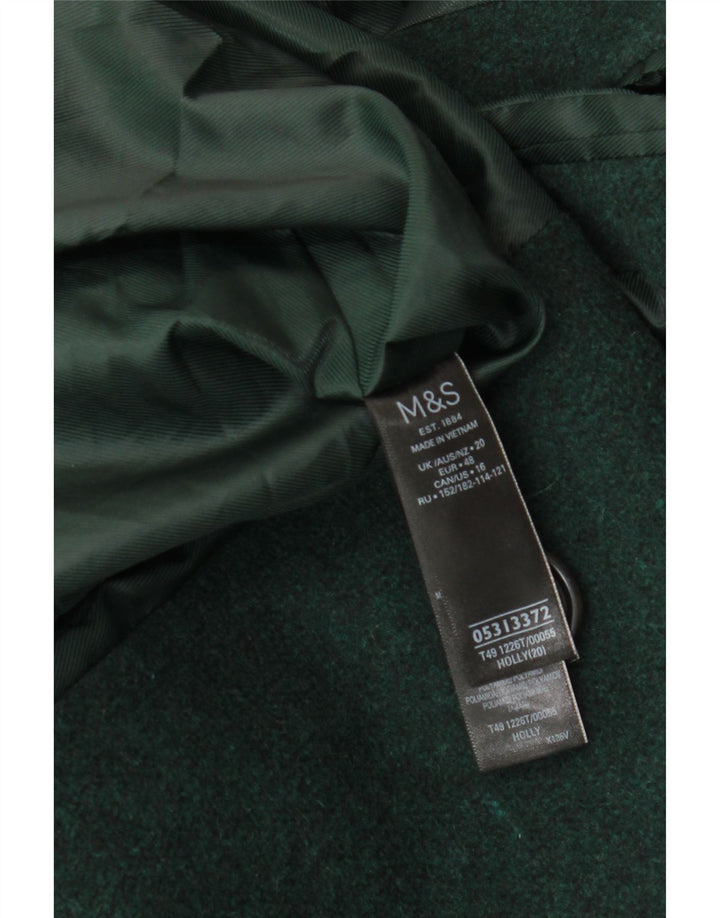 Женское двубортное пальто Marks & Spencer UK 20 2XL зеленое шерстяное