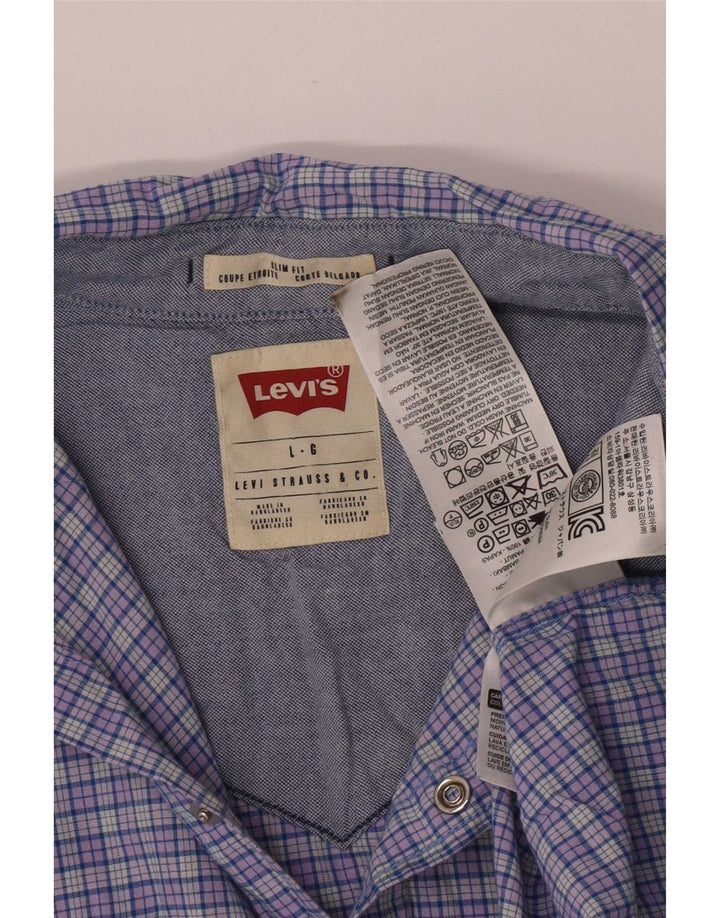 Мужская рубашка узкого кроя Levi's, хлопковая синяя клетка большого размера