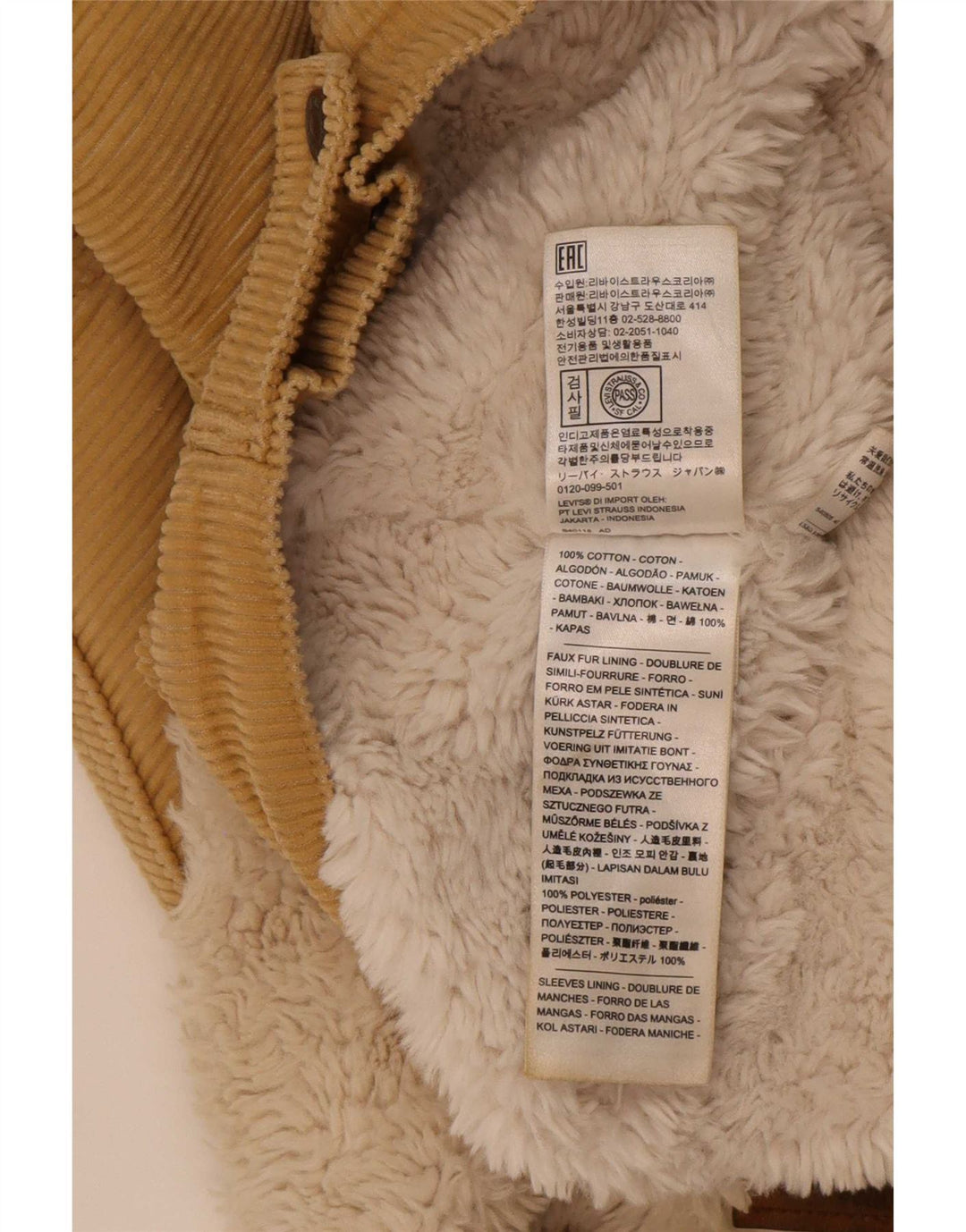 Женская укороченная вельветовая куртка из шерпа Levi's, размер UK 10, маленький бежевый