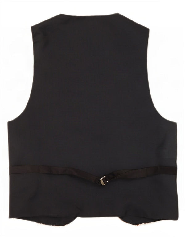 Vintage Mens Waistcoat Medium Brown Geometric Polyester