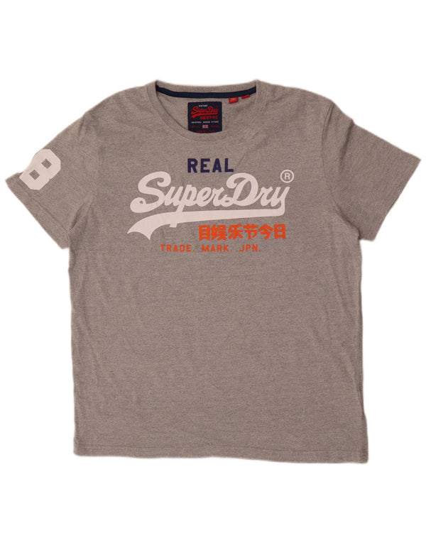 Мужская футболка с рисунком Superdry, топ 2XL, серый хлопок