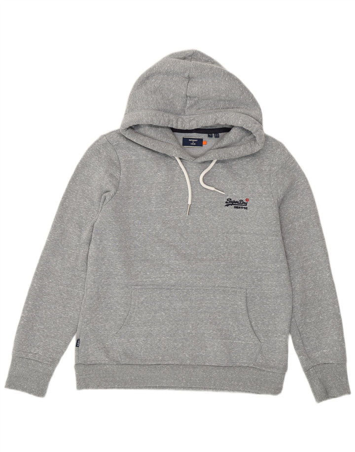 Женский джемпер с капюшоном Superdry UK 14, большой серый полиэстер с крапинками