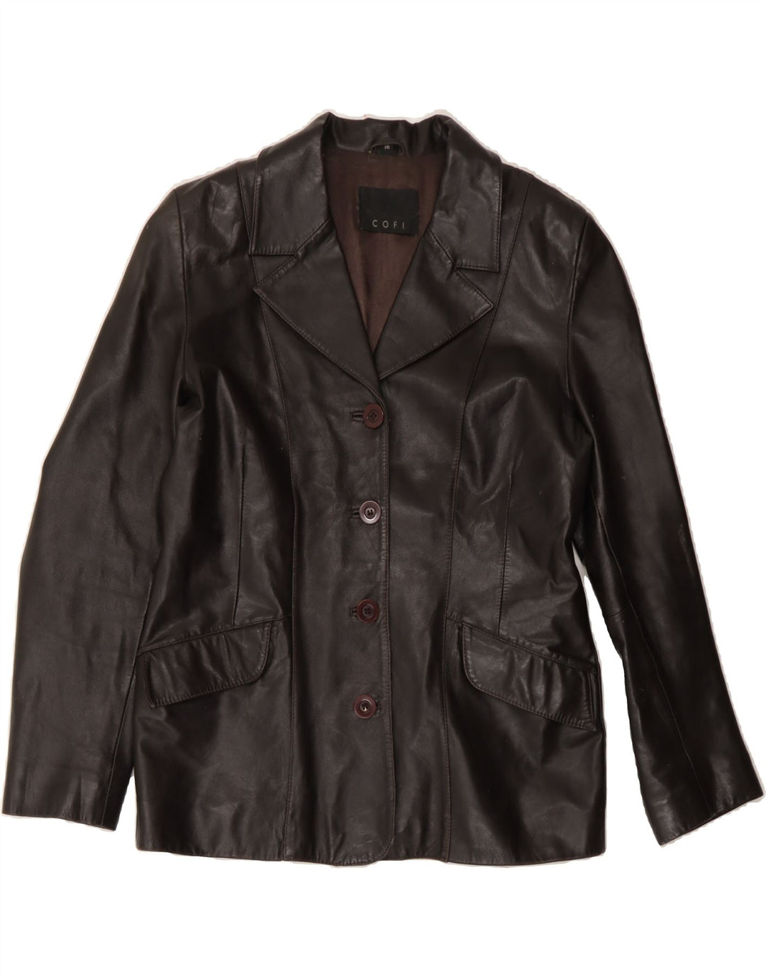 COFI Womens Leather Jacket US 16 2XL Brown Leather Vintage Cofi and Second-Hand Cofi from Messina Hembry 
