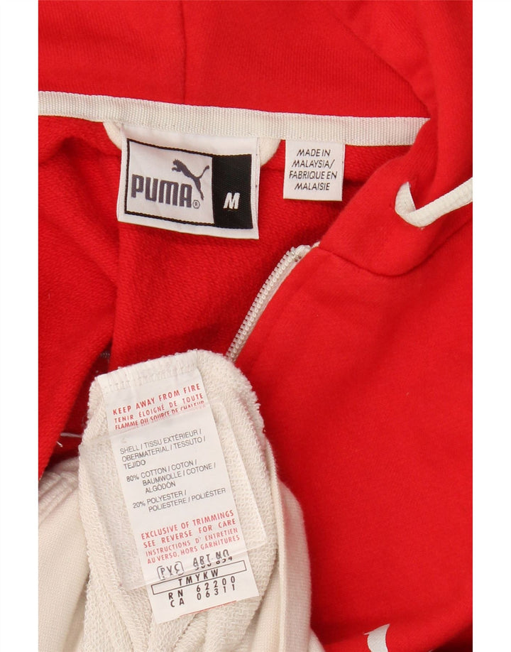 Мужской свитер с капюшоном и молнией с графическим рисунком Puma, хлопок среднего красного цвета с цветными блоками