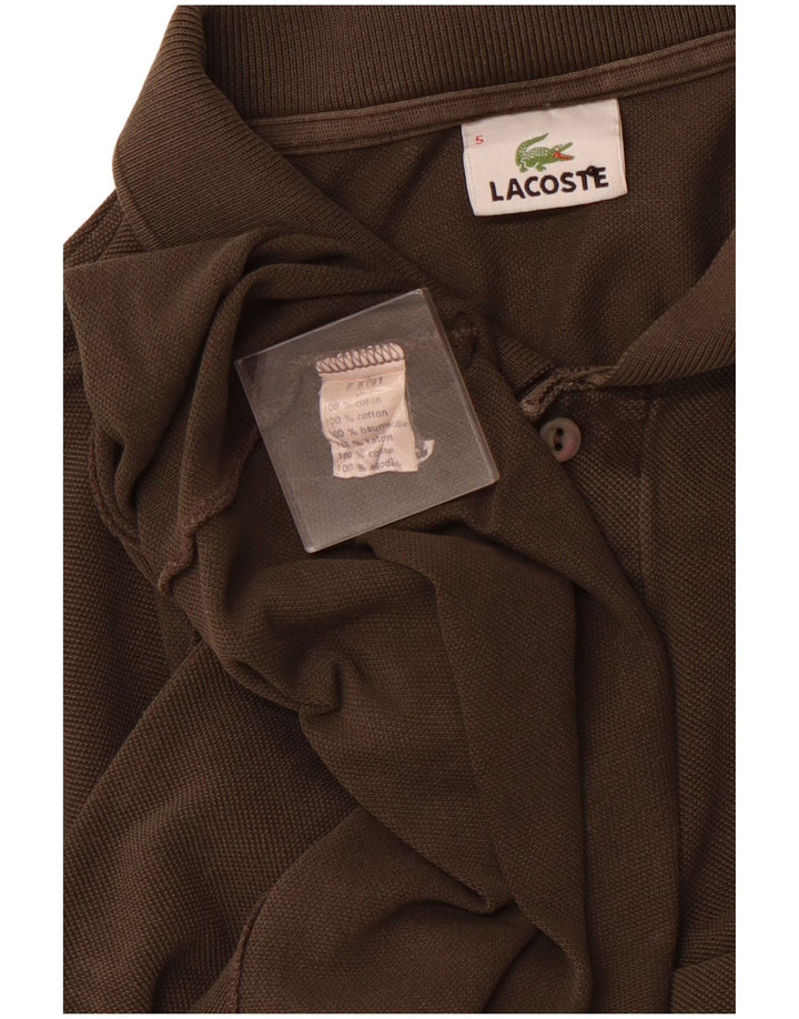 Мужская рубашка-поло с длинным рукавом LACOSTE, размер 5, большая, коричневая, хлопок