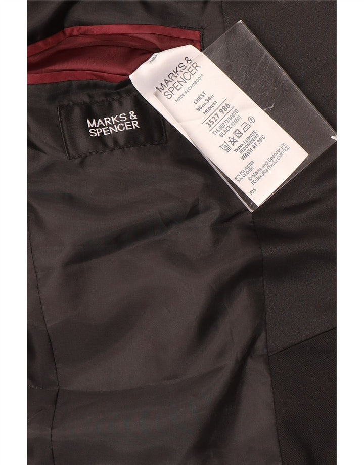Мужской пиджак на двух пуговицах Marks & Spencer UK 34, маленький черный полиэстер
