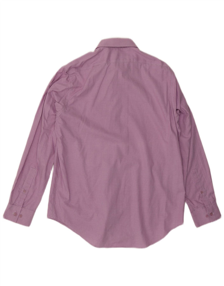 Мужская рубашка приталенного кроя CALVIN KLEIN, размер 16 1/2, большая фиолетовая с узором «гусиные лапки»