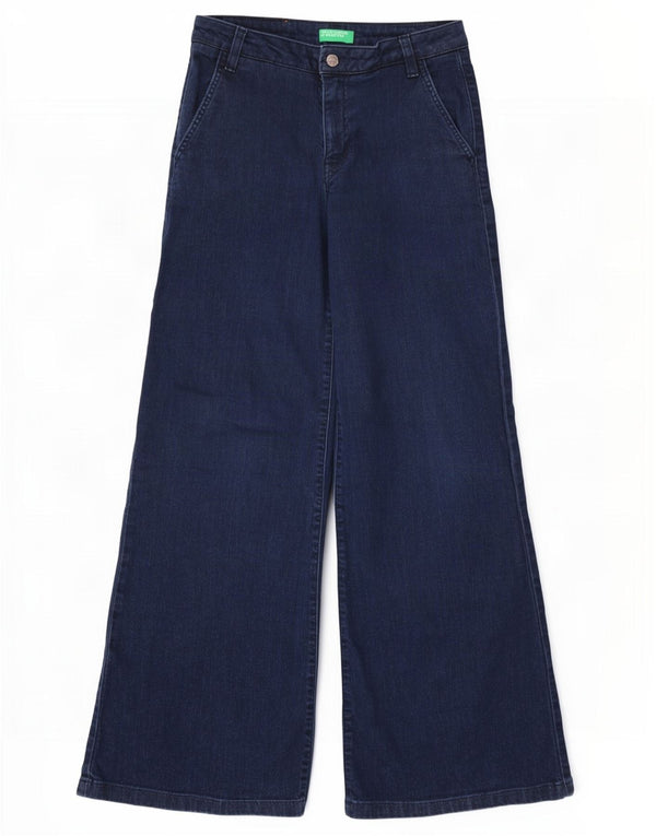 Женские широкие джинсы Benetton UK 10 Small W28 L31 Темно-синие