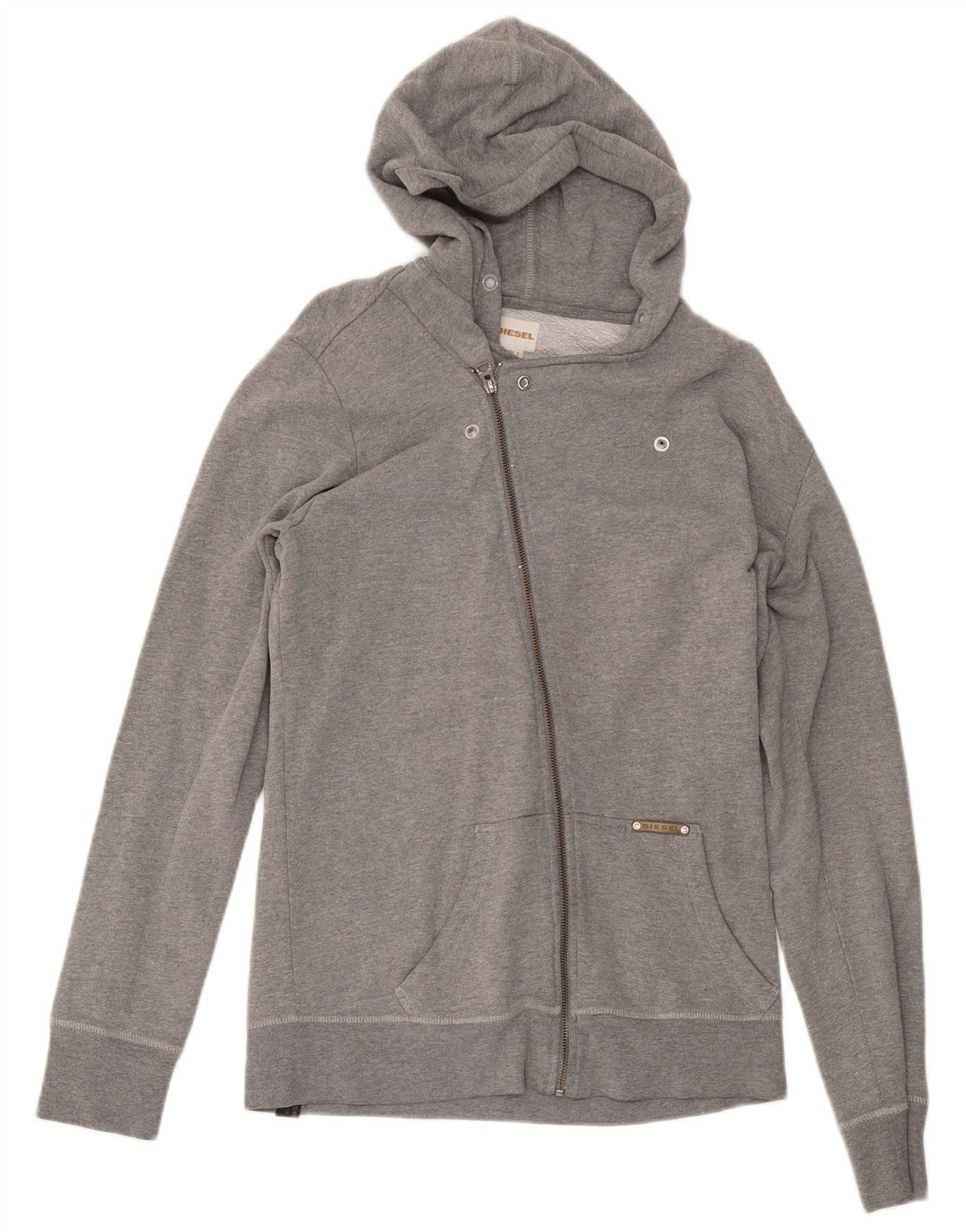 Женский свитер с капюшоном на молнии Diesel UK 16, большой серый