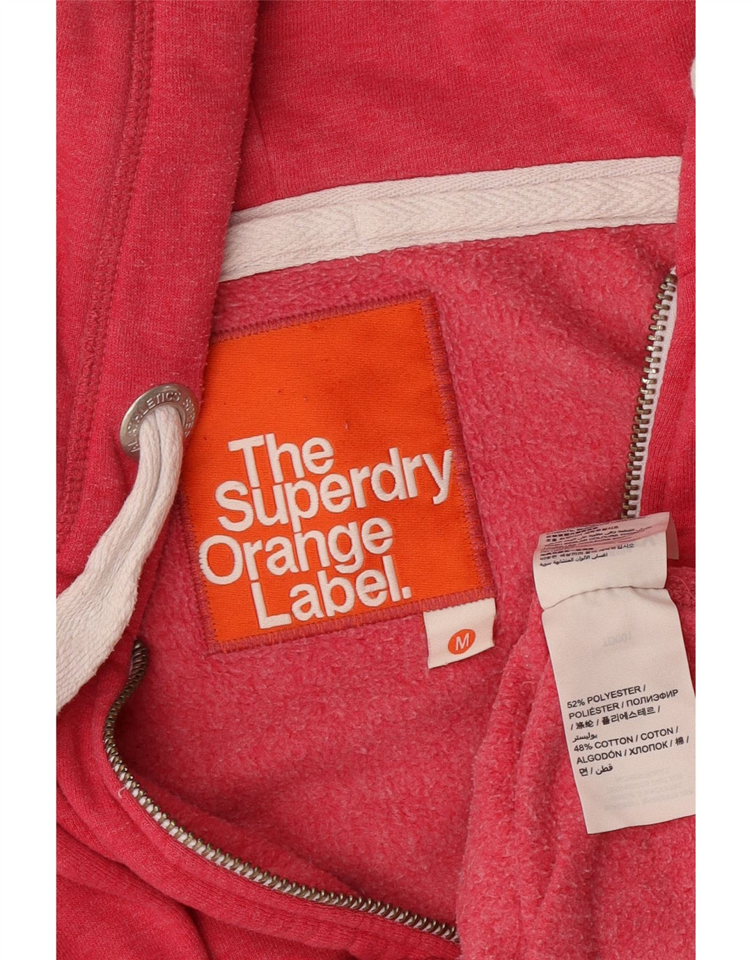Женский свитер с капюшоном на молнии Superdry UK 14, полиэстер среднего розового цвета
