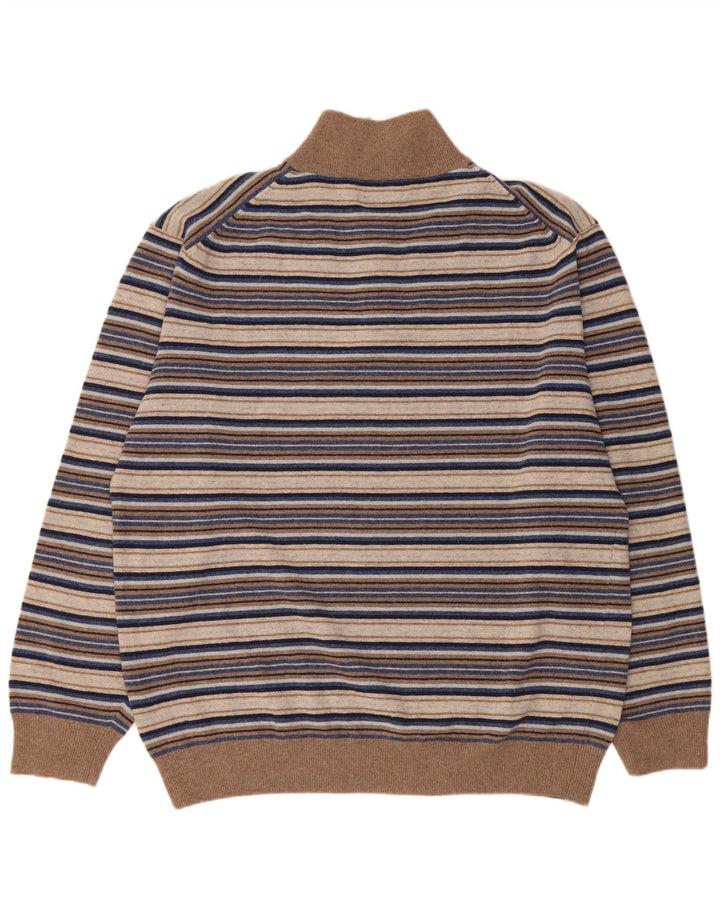 Мужской свитер Kappa с воротником на молнии 3XL, шерсть в разноцветную полоску