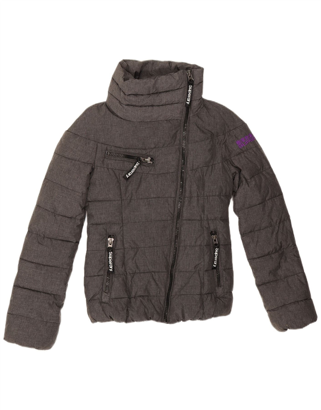 Женская утепленная куртка с графическим рисунком Superdry UK 6 XS Серый полиэстер