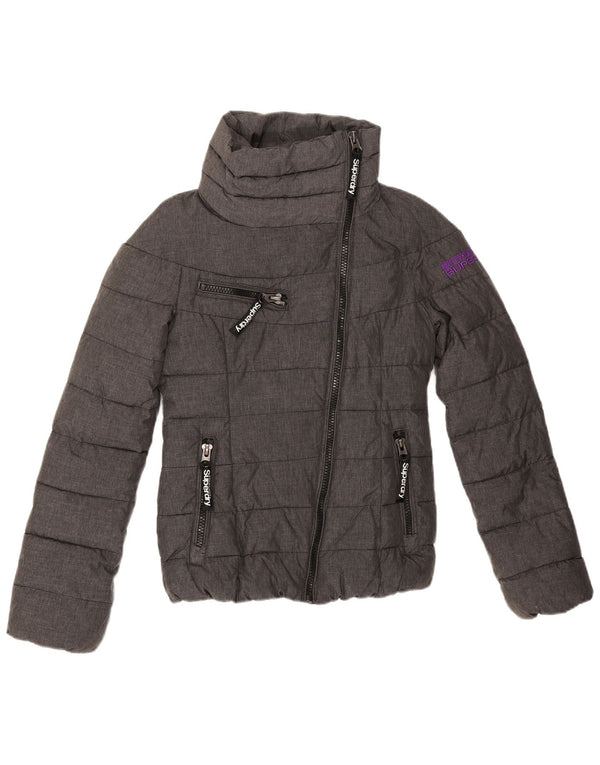 Женская утепленная куртка с графическим рисунком Superdry UK 6 XS Серый полиэстер