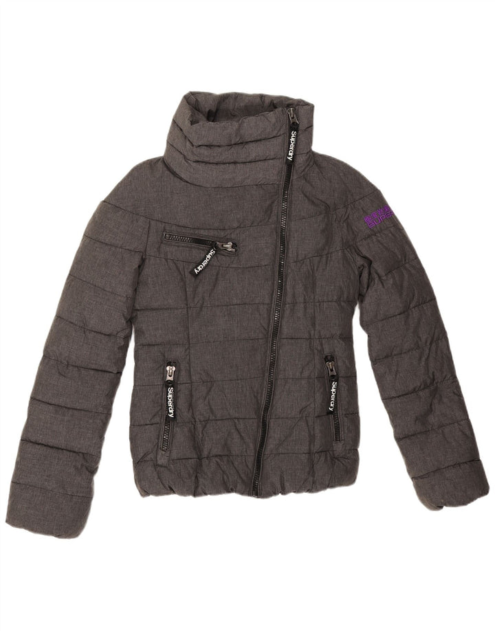 Женская утепленная куртка с графическим рисунком Superdry UK 6 XS Серый полиэстер