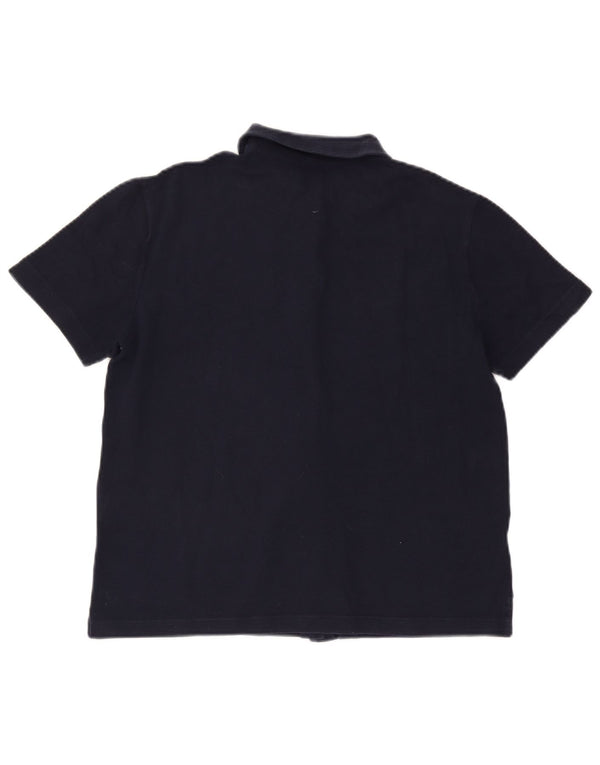 FRED PERRY Женская рубашка с коротким рукавом UK 18 XL Темно-синяя хлопковая