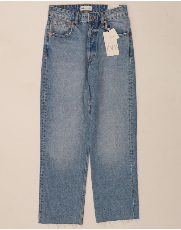 Женские прямые джинсы Zara с высокой талией EU 36 XS W26 L26, синий хлопок