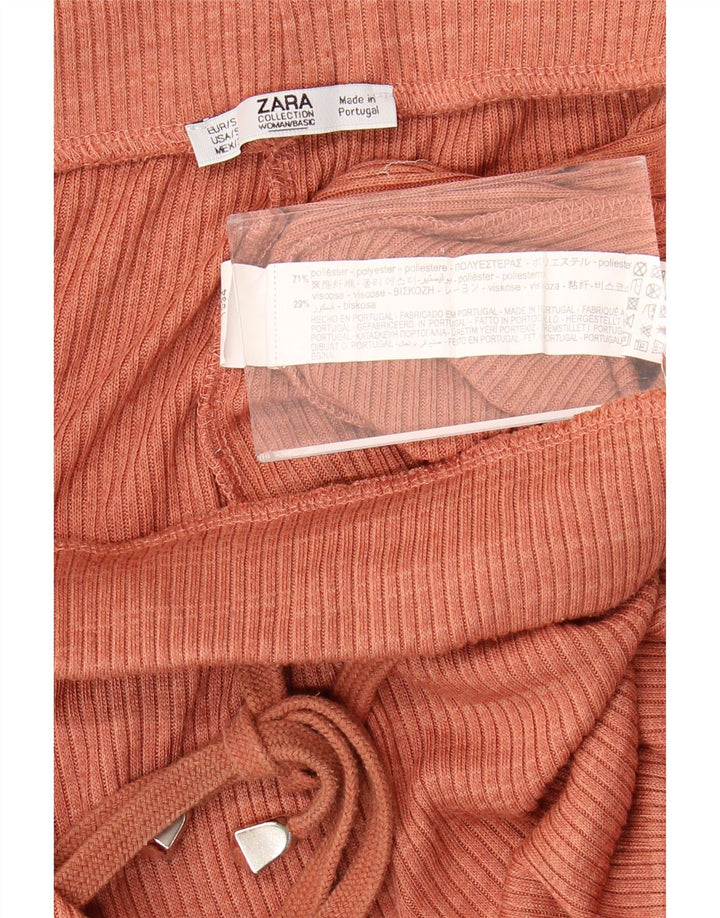 Женские широкие спортивные брюки Zara UK 8, маленькие коричневые, полиэстер