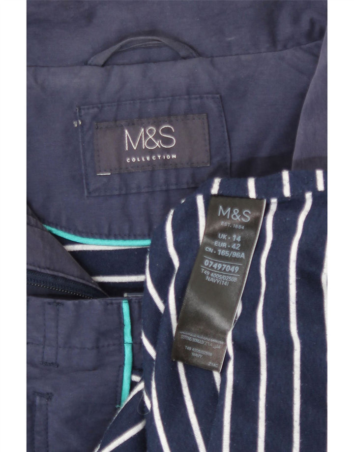 Женская парка с капюшоном Marks & Spencer UK 14, большой темно-синий полиэстер