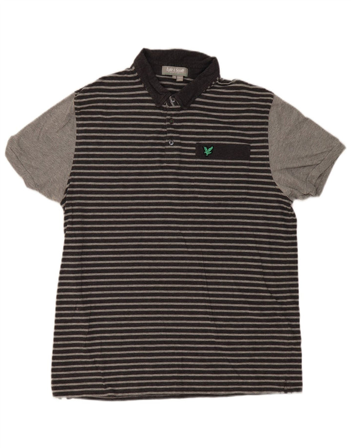Мужская рубашка-поло Lyle & Scott XL, хлопковая серая полоска