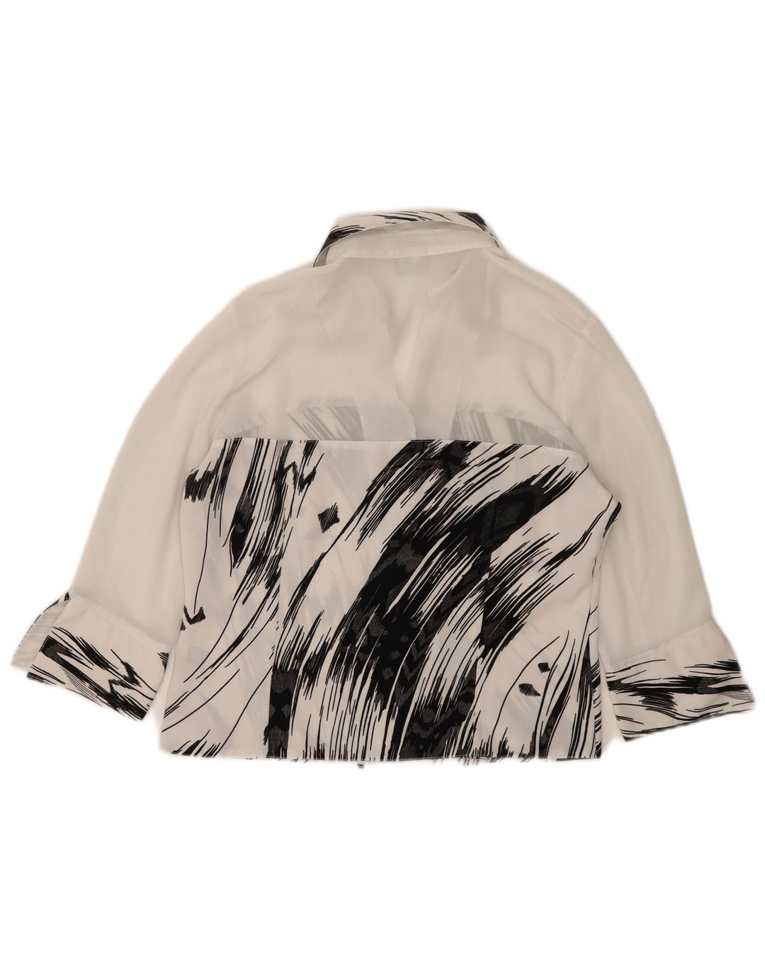 Винтажная женская блузка-рубашка с рукавом 3/4 IT 42, средний полиэстер в белую полоску