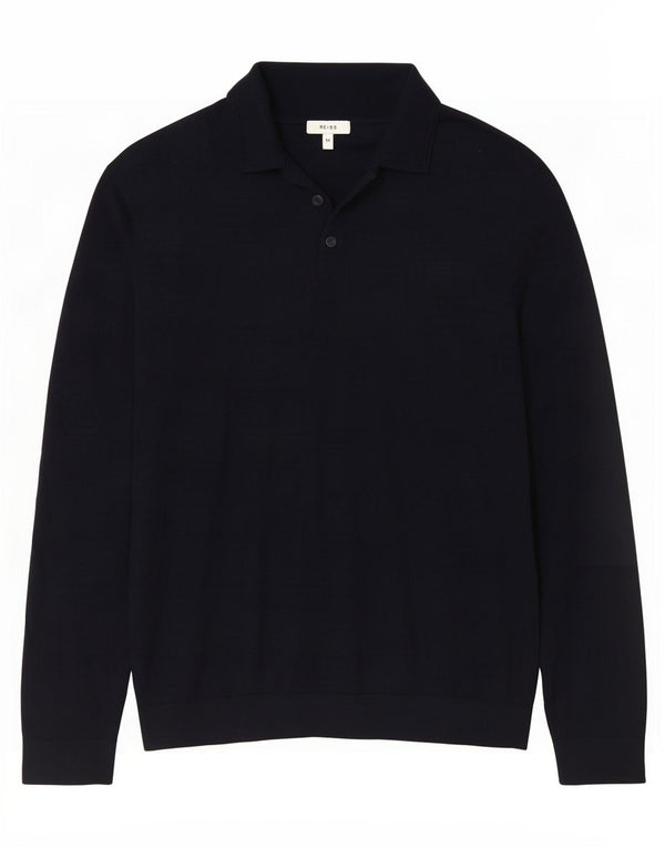 Reiss Mens Polo Neck Jumper Sweater Medium Navy Blue Wool