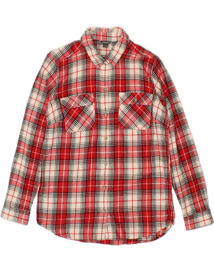EDDIE BAUER Womens Flannel Shirt UK 14 Medium Red Plaid Cotton Vintage Eddie Bauer and Second-Hand Eddie Bauer from Messina Hembry 