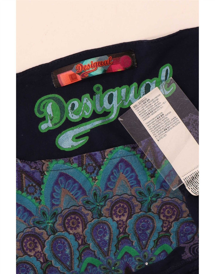 Женская блузка с крыльями летучей мыши Desigual, Великобритания, 10, маленький размер, темно-синий, вискоза
