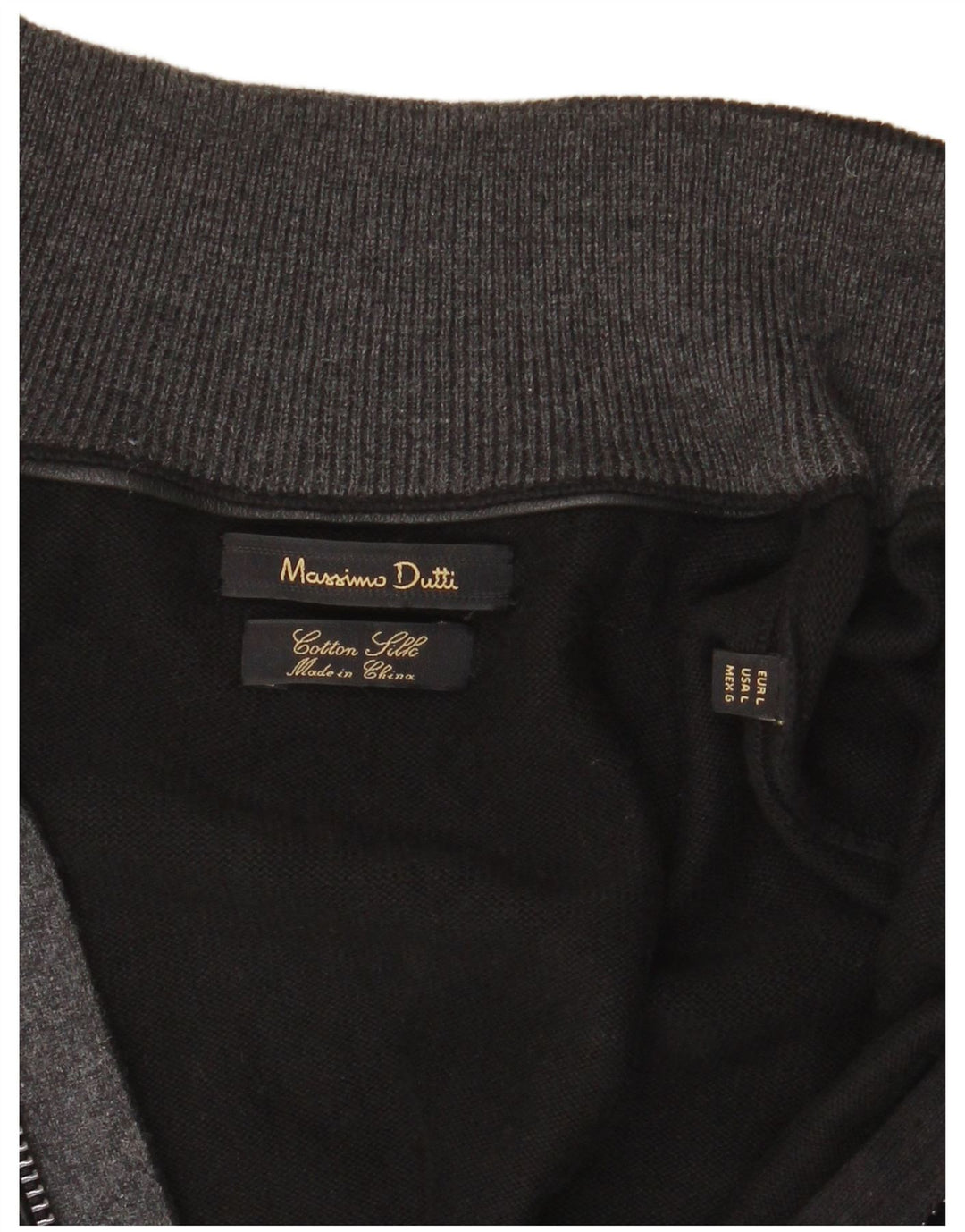 Мужской кардиган с молнией Massimo Dutti, большой черный хлопковый свитер