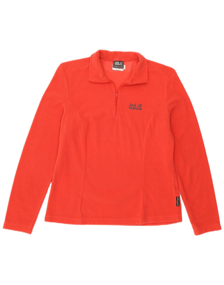 JACK WOLFSKIN Womens Zip Neck Fleece Jumper UK 16 Large Orange Polyester