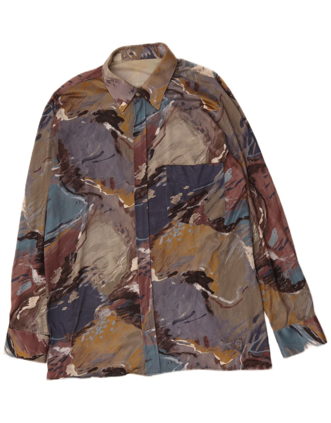 VINTAGE Мужская рубашка с абстрактным узором, средняя, разноцветная