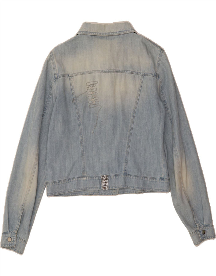 ROCCOBAROCCO Womens Crop Denim Jacket IT 48 XL Blue Cotton Vintage Roccobarocco and Second-Hand Roccobarocco from Messina Hembry 