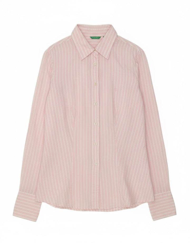 BENETTON Womens Shirt UK 14 Medium Pink Striped