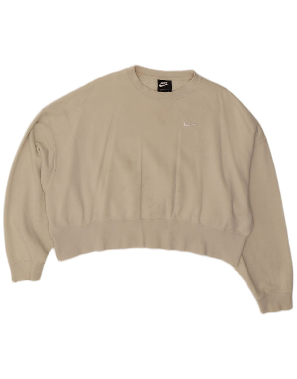 Женский укороченный свитшот оверсайз NIKE UK 10, маленький белый хлопковый джемпер