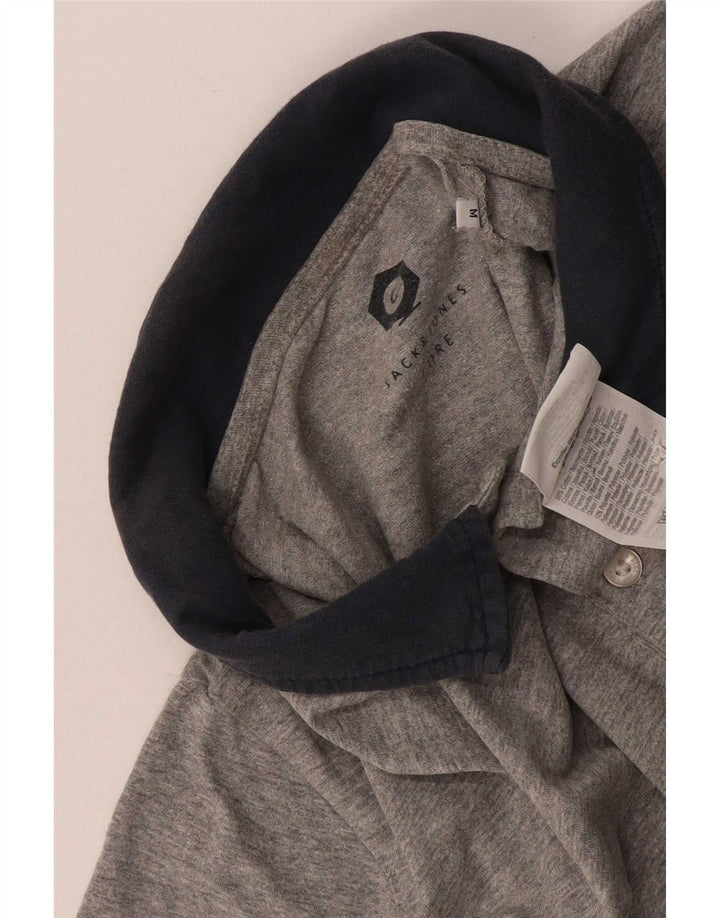 Мужская рубашка-поло Jack & Jones среднего серого цвета, хлопок с цветными блоками
