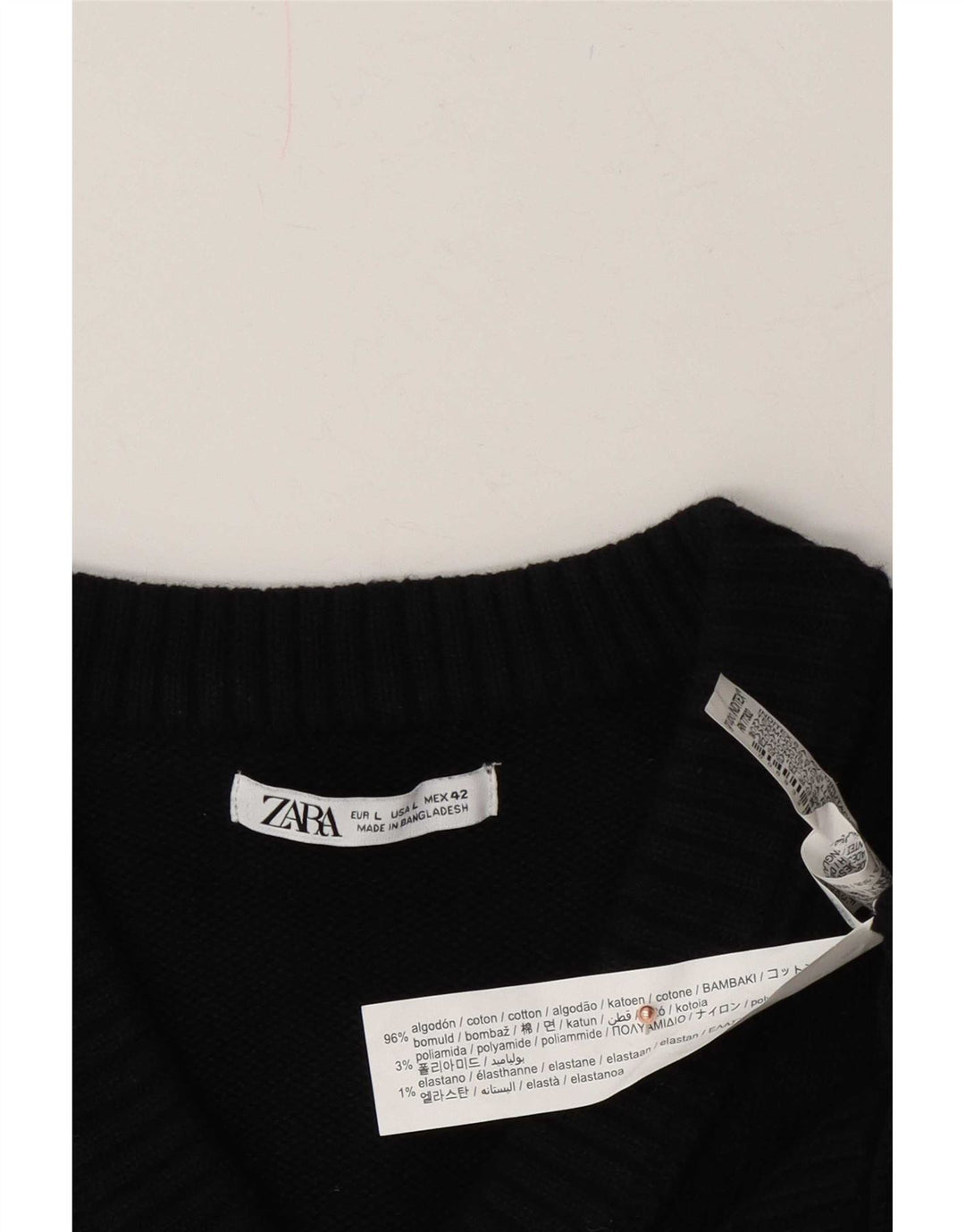 Мужской джемпер с v-образным вырезом Zara, большой черный хлопковый свитер