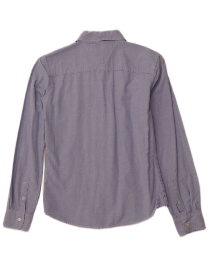 TOMMY HILFIGER Женская рубашка UK 10, маленький синий хлопок