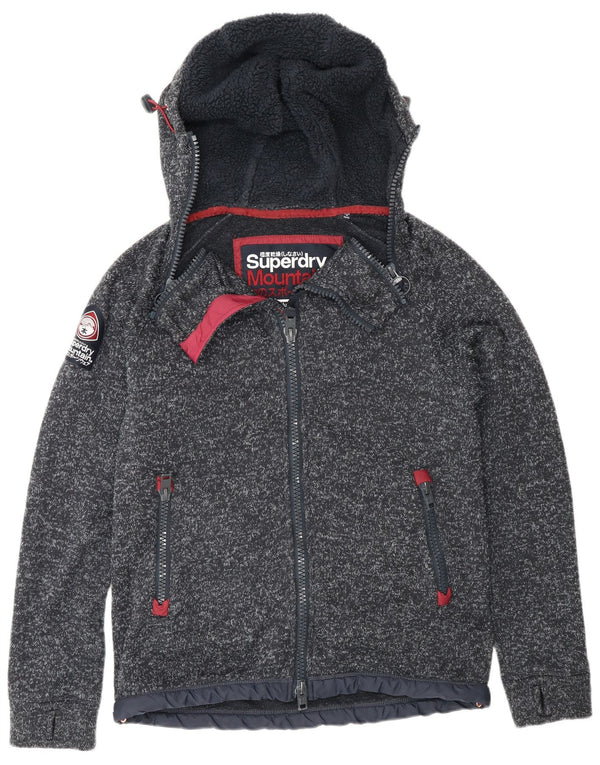 Мужской свитер с капюшоном на молнии Superdry UK 14, средний темно-синий, полиэстер с крапинками